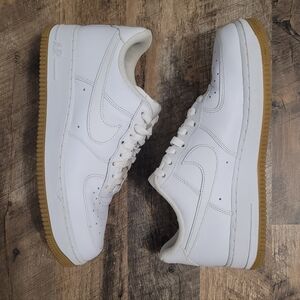 Nike White AF1 Air Force One Sneakers with Gum Sole Sz9